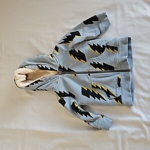 Hanna Andersson Light Blue Hoodie with Black & Yellow Lightning Bolts